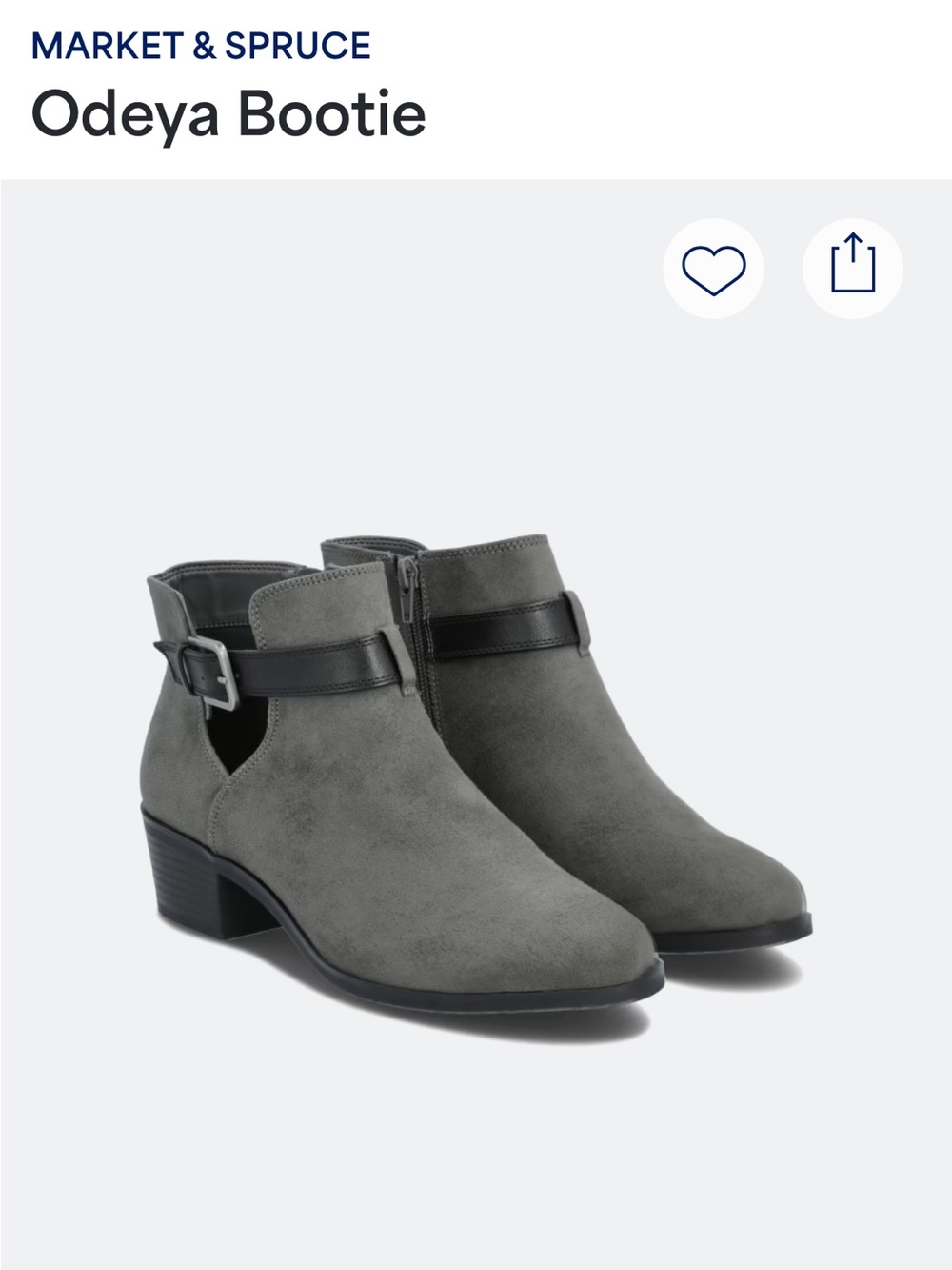 Market & Spruce Odeya Grey Suede Ankle Boot with Black Strap
